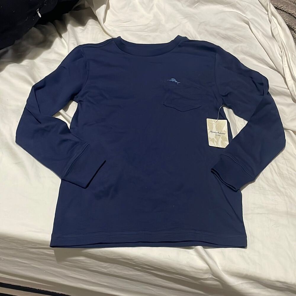 Tommy Bahama kids 6 navy blue long sleeve t shirt pocket w/Marlin nwt